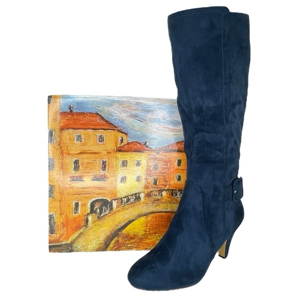 Bella Vita Shoes - Bella Vita Troy II Navy Microsuede Knee High Womens Boots Size 9.5W